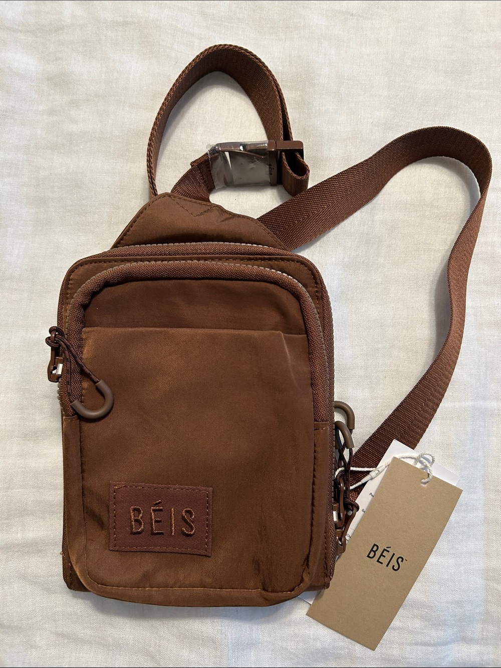 BEIS Brown Compact Crossbody Belt Bag